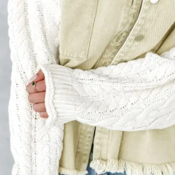 New denim cable knit jacket - Picture 5 of 16